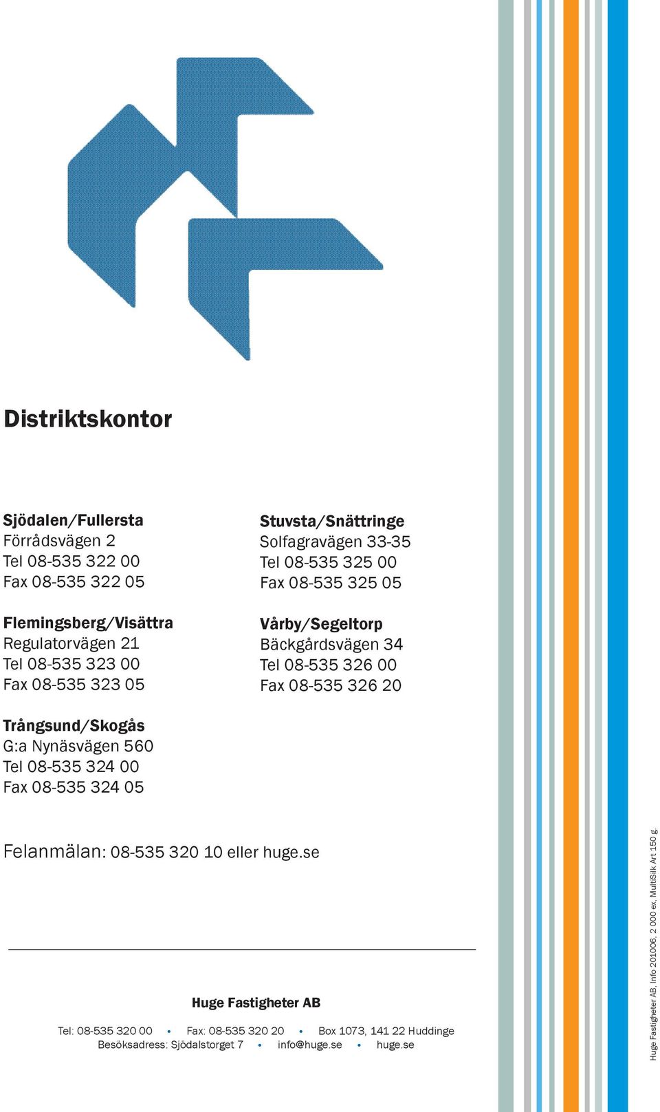 Trångsund/Skogås G:a Nynäsvägen 560 Tel 08-535 324 00 Fax 08-535 324 05 Felanmälan: 08-535 320 10 eller huge.