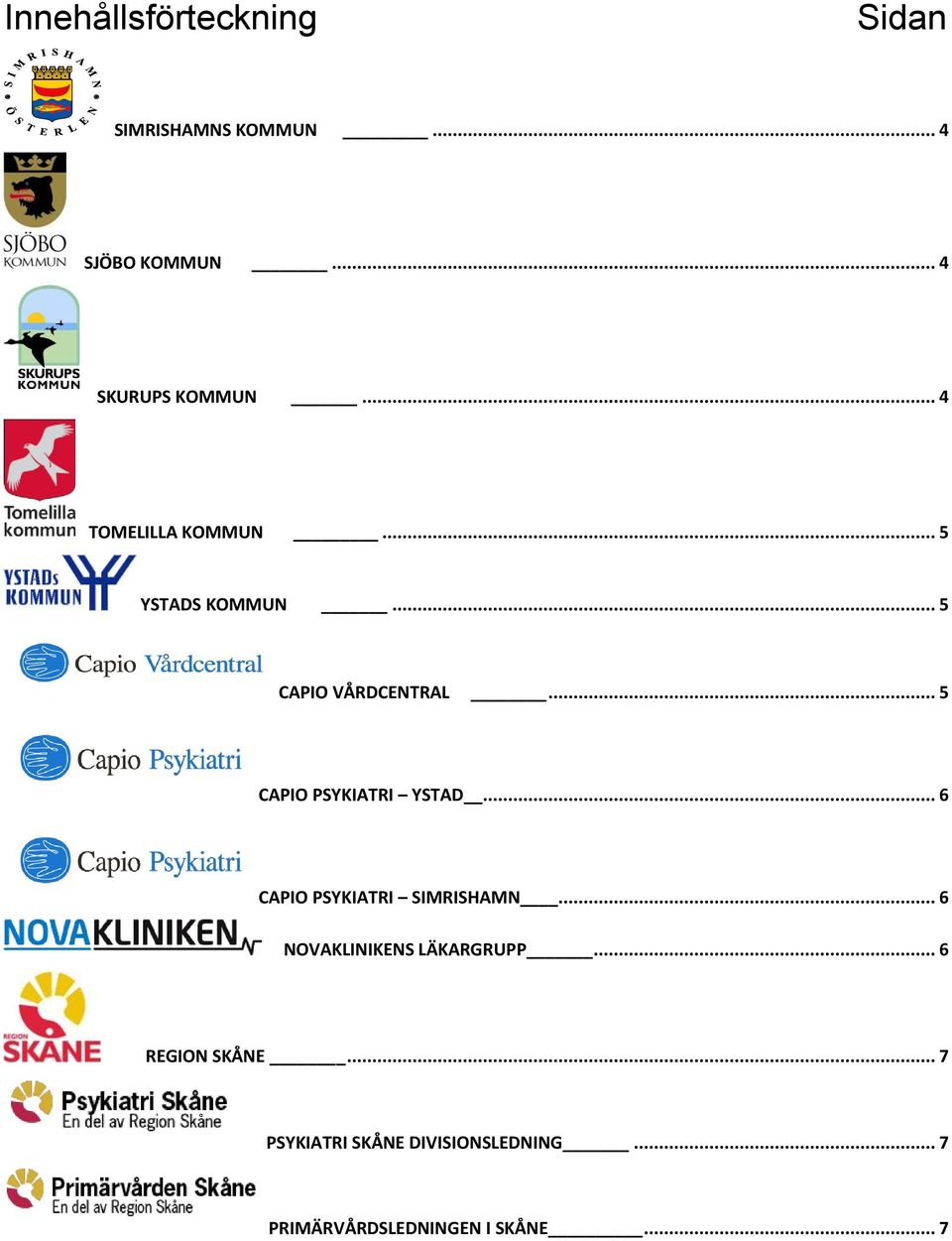 .. 5 CAPIO PSYKIATRI YSTAD... 6 CAPIO PSYKIATRI SIMRISHAMN.