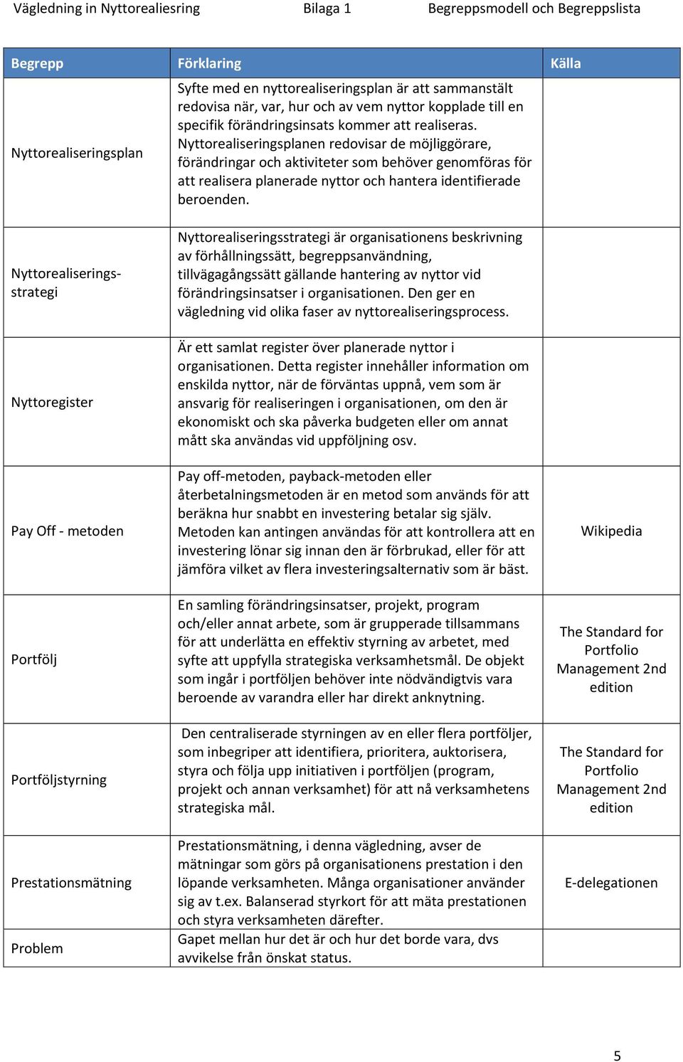 Nyttorealiseringsplanen redovisar de möjliggörare, förändringar och aktiviteter som behöver genomföras för att realisera planerade nyttor och hantera identifierade beroenden.