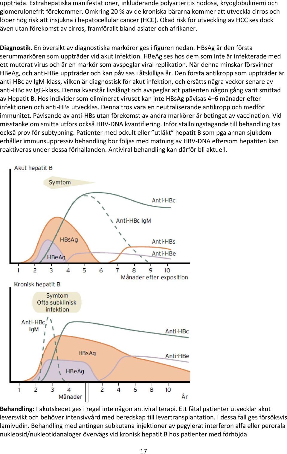 Ökad risk för utveckling av HCC ses dock även utan förekomst av cirros, framförallt bland asiater och afrikaner. Diagnostik. En översikt av diagnostiska markörer ges i figuren nedan.