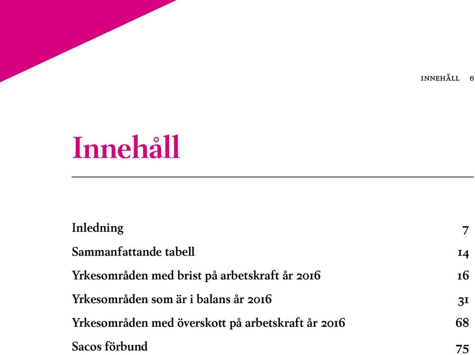 Yrkesområden som är i balans år 2016 31 Yrkesområden