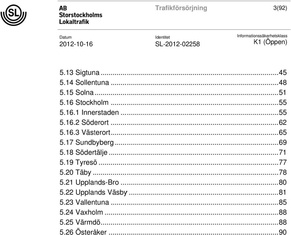 .. 69 5.18 Södertälje... 71 5.19 Tyresö... 777 5.20 Täby... 78 5.21 Upplands-Bro... 80 5.