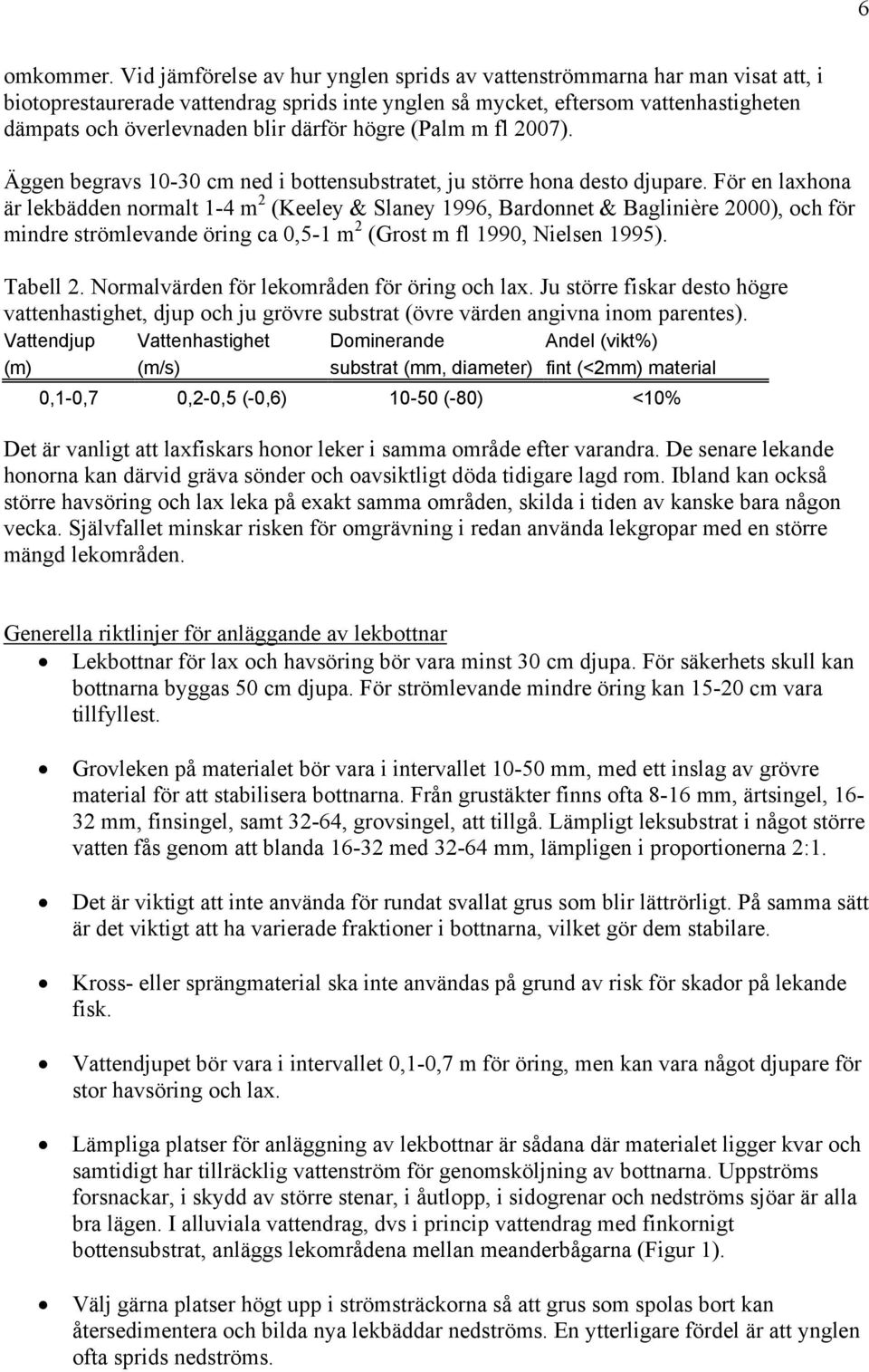 därför högre (Palm m fl 2007). Äggen begravs 10-30 cm ned i bottensubstratet, ju större hona desto djupare.