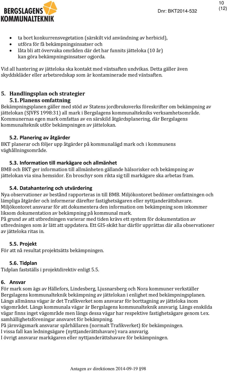 Handlingsplan och strategier 5.1.