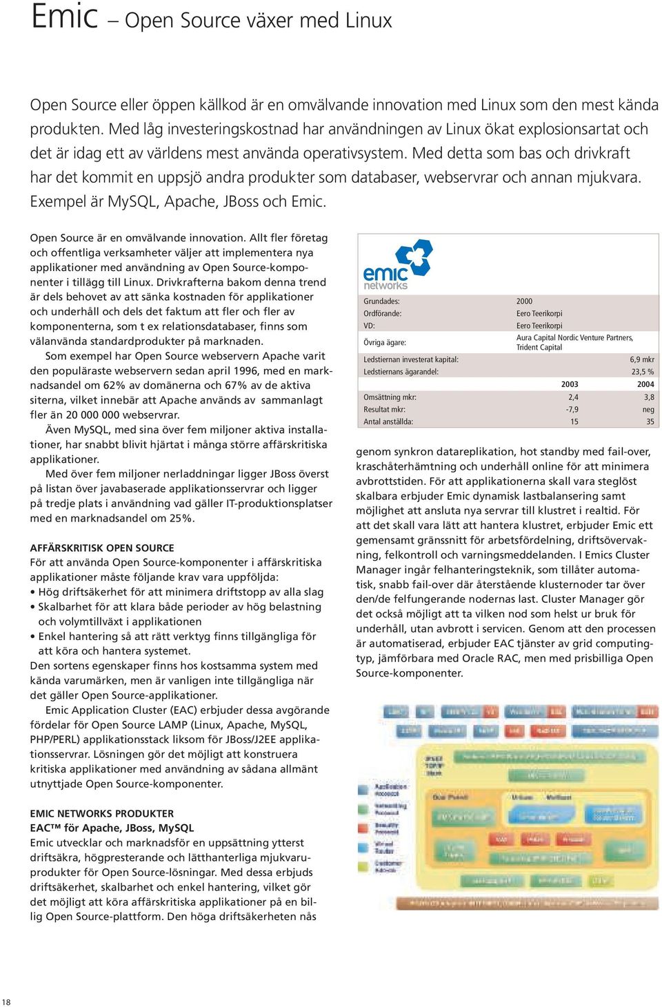 Med detta som bas och drivkraft har det kommit en uppsjö andra produkter som databaser, webservrar och annan mjukvara. Exempel är MySQL, Apache, JBoss och Emic.