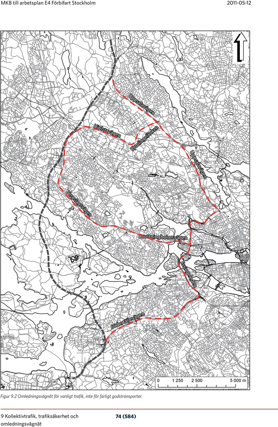 Essingeleden Södertäljevägen 0 1 250 2 500 5 000 m Figur 9.