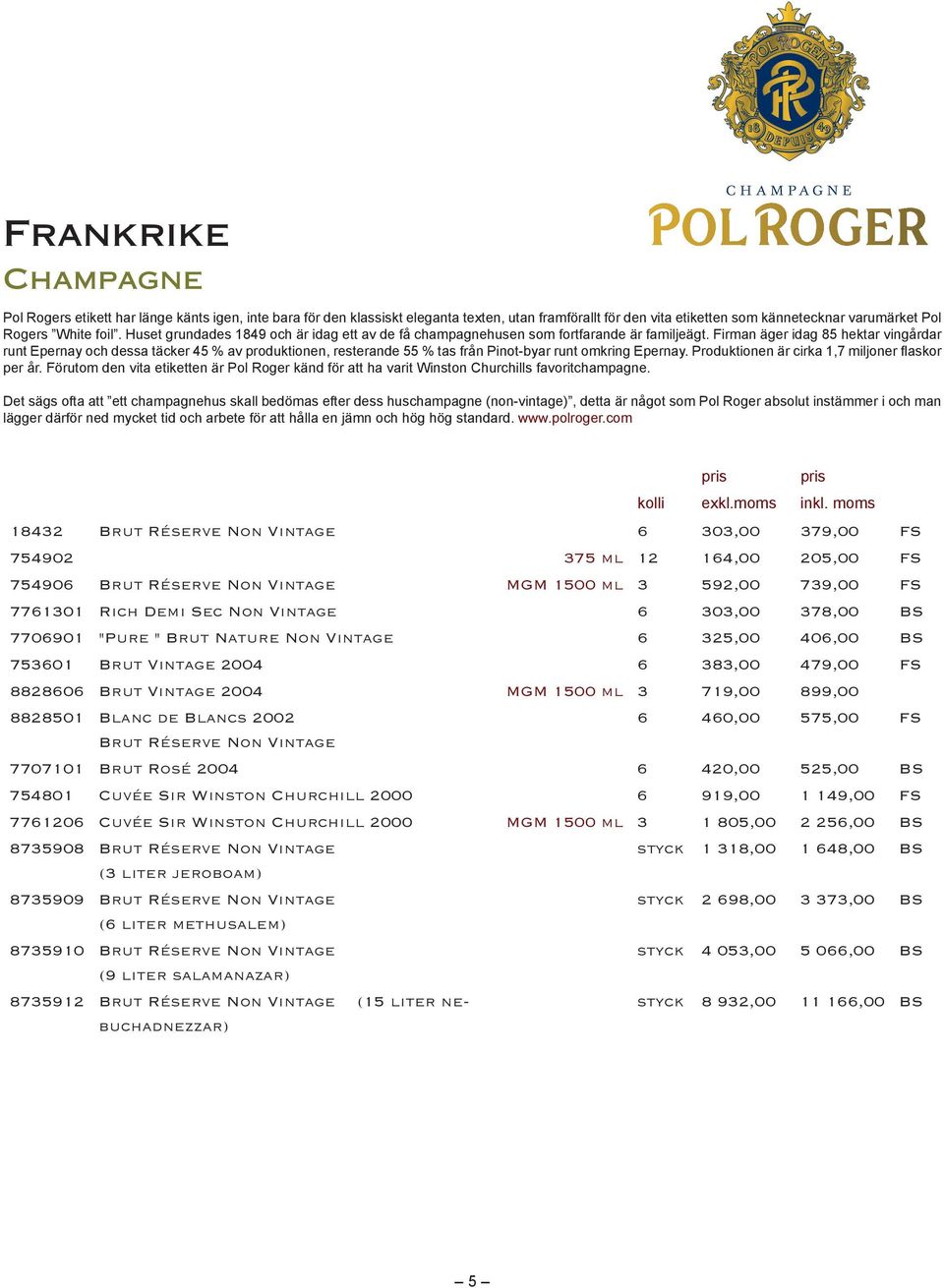 Förutom den vita etiketten är Pol Roger känd för att ha varit Winston Churchills favoritchampagne.