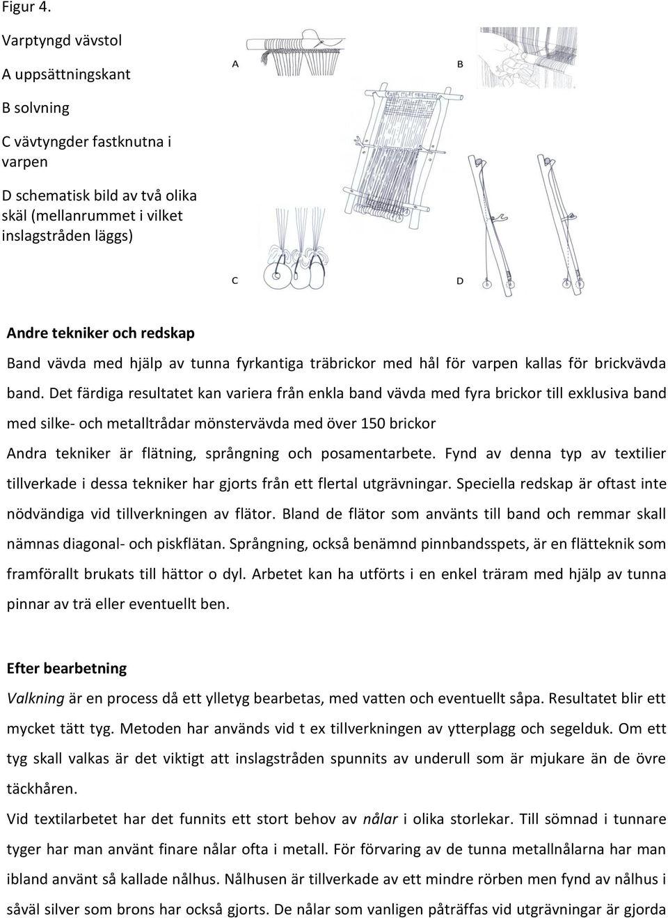 med hjälp av tunna fyrkantiga träbrickor med hål för varpen kallas för brickvävda band.