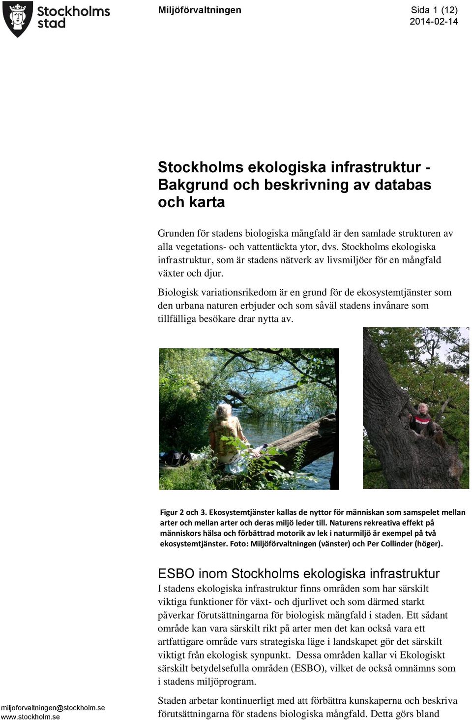 Biologisk variationsrikedom är en grund för de ekosystemtjänster som den urbana naturen erbjuder och som såväl stadens invånare som tillfälliga besökare drar nytta av. Figur 2 och 3.