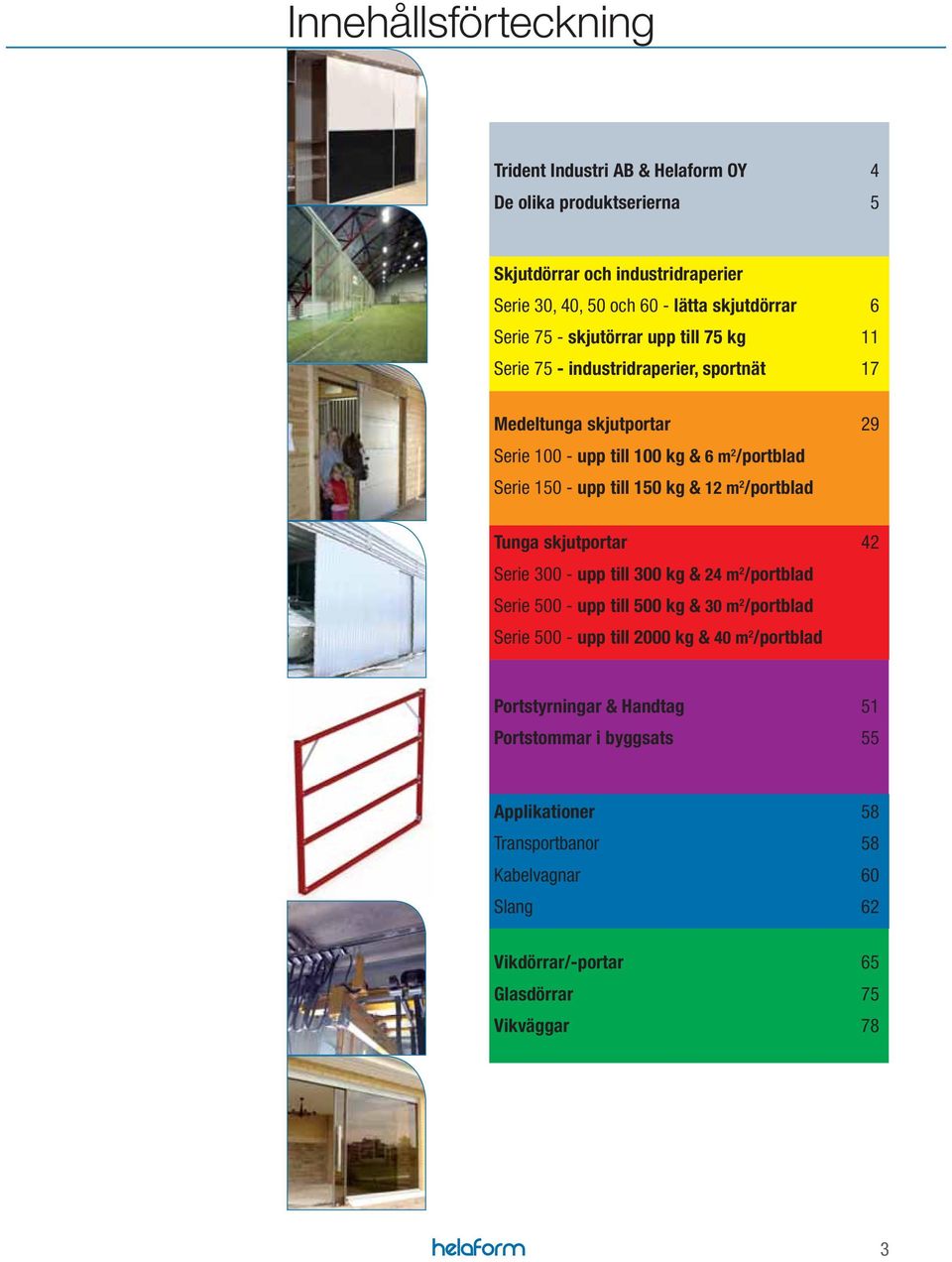 kg & 12 m 2 /portblad Tunga skjutportar 42 Serie 0 - upp till 0 kg & 24 m 2 /portblad Serie 00 - upp till 00 kg & m 2 /portblad Serie 00 - upp till 2000 kg & 40 m 2