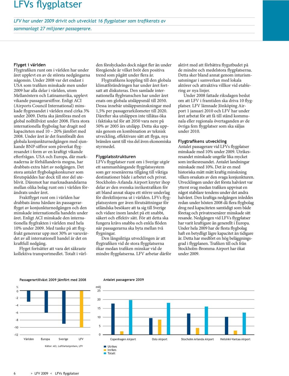 Under 2008 var det endast i USA som trafiken minskade men under 2009 har alla delar i världen, utom Mellan östern och Latinamerika, upplevt vikande passagerarsiffror.