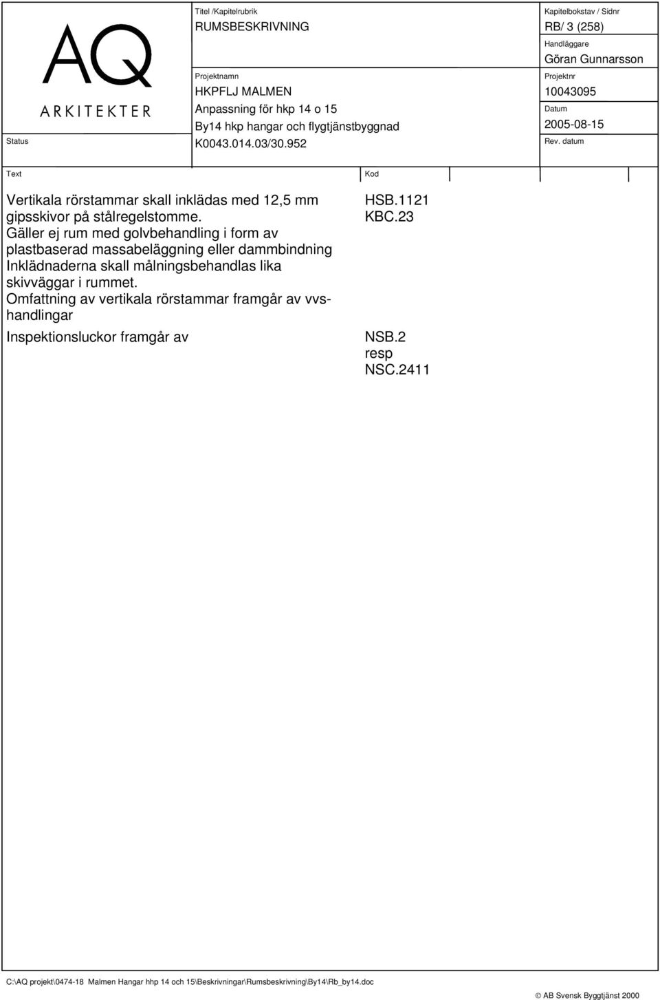 Inklädnaderna skall målningsbehandlas lika skivväggar i rummet.