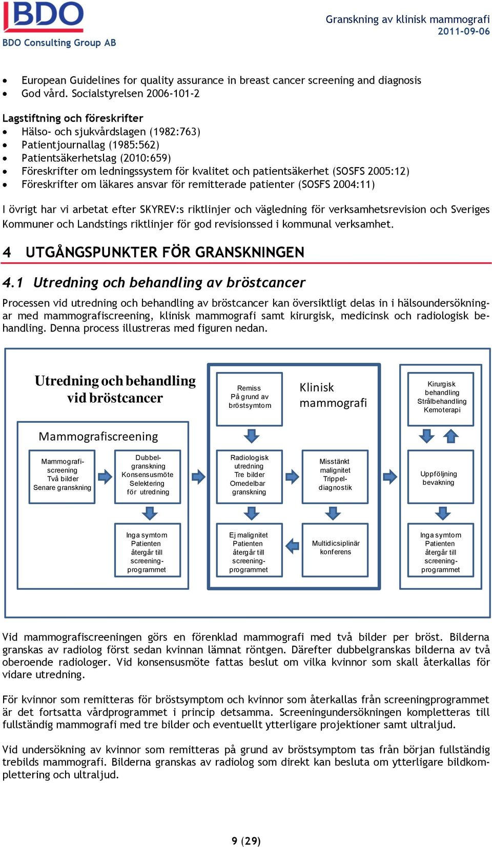 och patientsäkerhet (SOSFS 2005:12) Föreskrifter om läkares ansvar för remitterade patienter (SOSFS 2004:11) I övrigt har vi arbetat efter SKYREV:s riktlinjer och vägledning för verksamhetsrevision