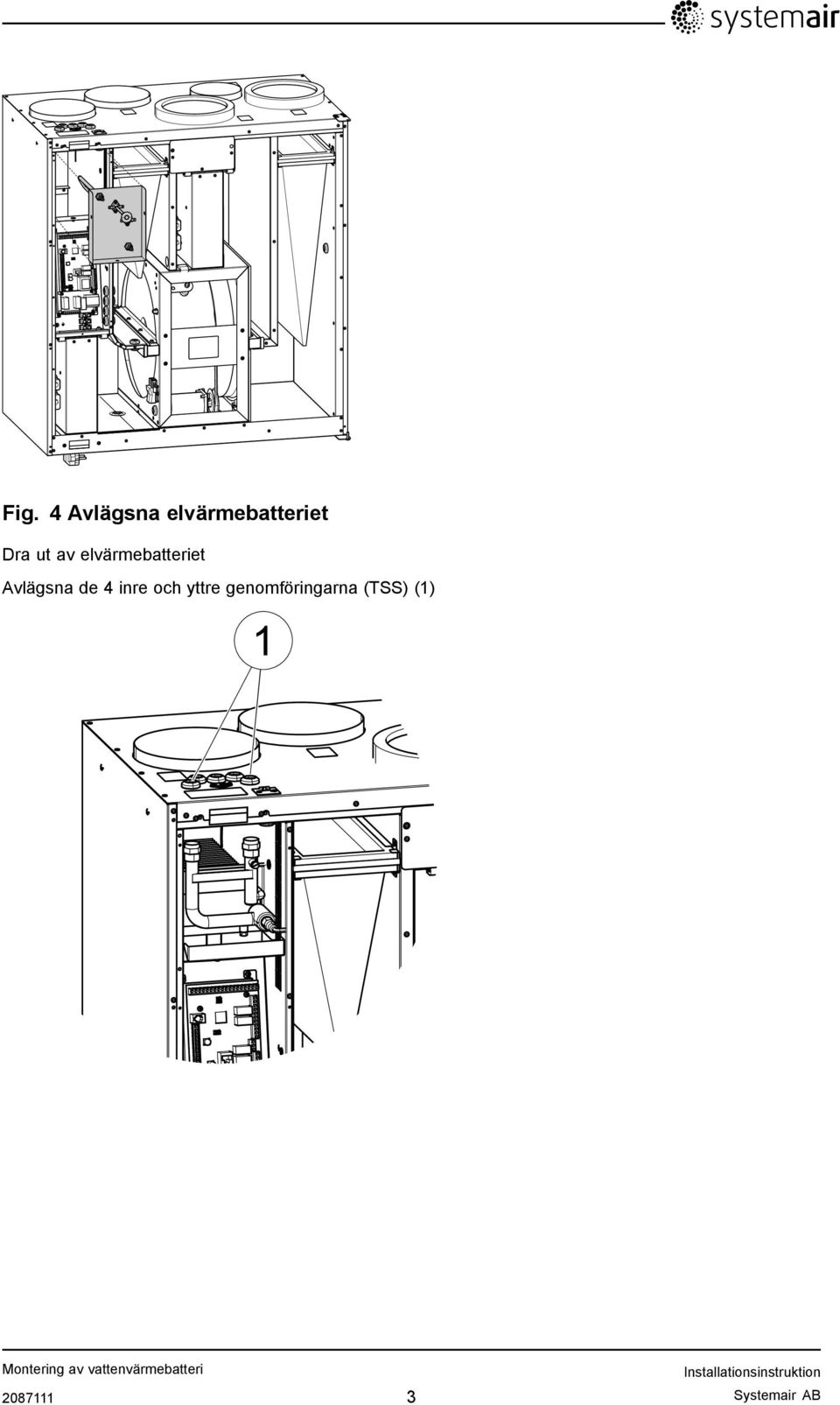 Avlägsna de 4 inre och yttre