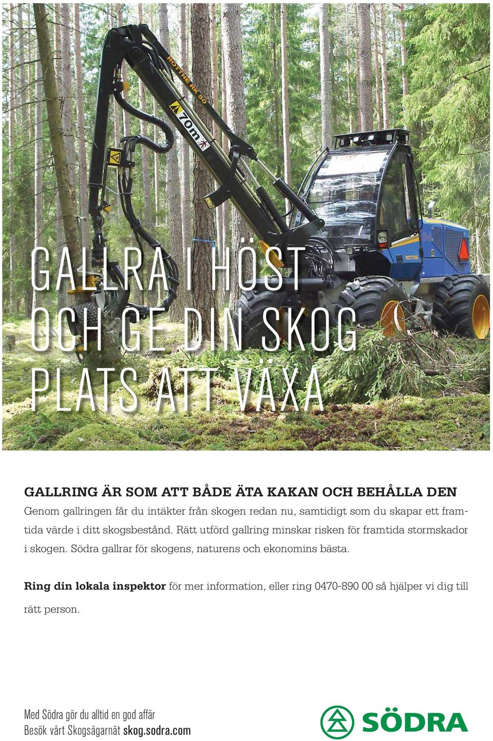 Rätt utförd gallring minskar risken för framtida stormskador i skogen. Södra gallrar för skogens, naturens och ekonomins bästa.