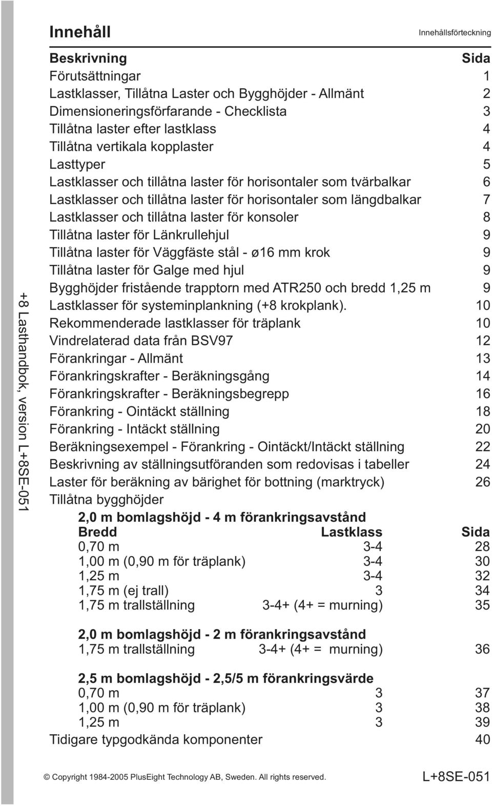 för konsoler 8 Tillåtna laster för Länkrullehjul 9 Tillåtna laster för Väggfäste stål - ø16 mm krok 9 Tillåtna laster för Galge med hjul 9 Bygghöjder fristående trapptorn med ATR250 och bredd 1,25 m