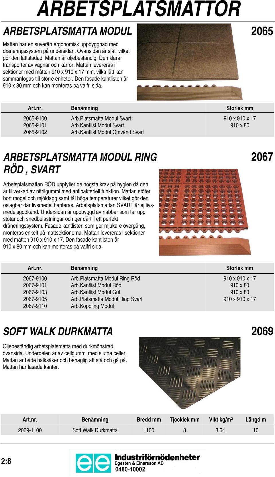 Den fasade kantlisten är 9 x 80 mm och kan monteras på valfri sida. 206 Art.nr. Benämning Storlek mm 206-90 206-91 206-92 Arb.Platsmatta Modul Svart Arb.Kantlist Modul Svart Arb.