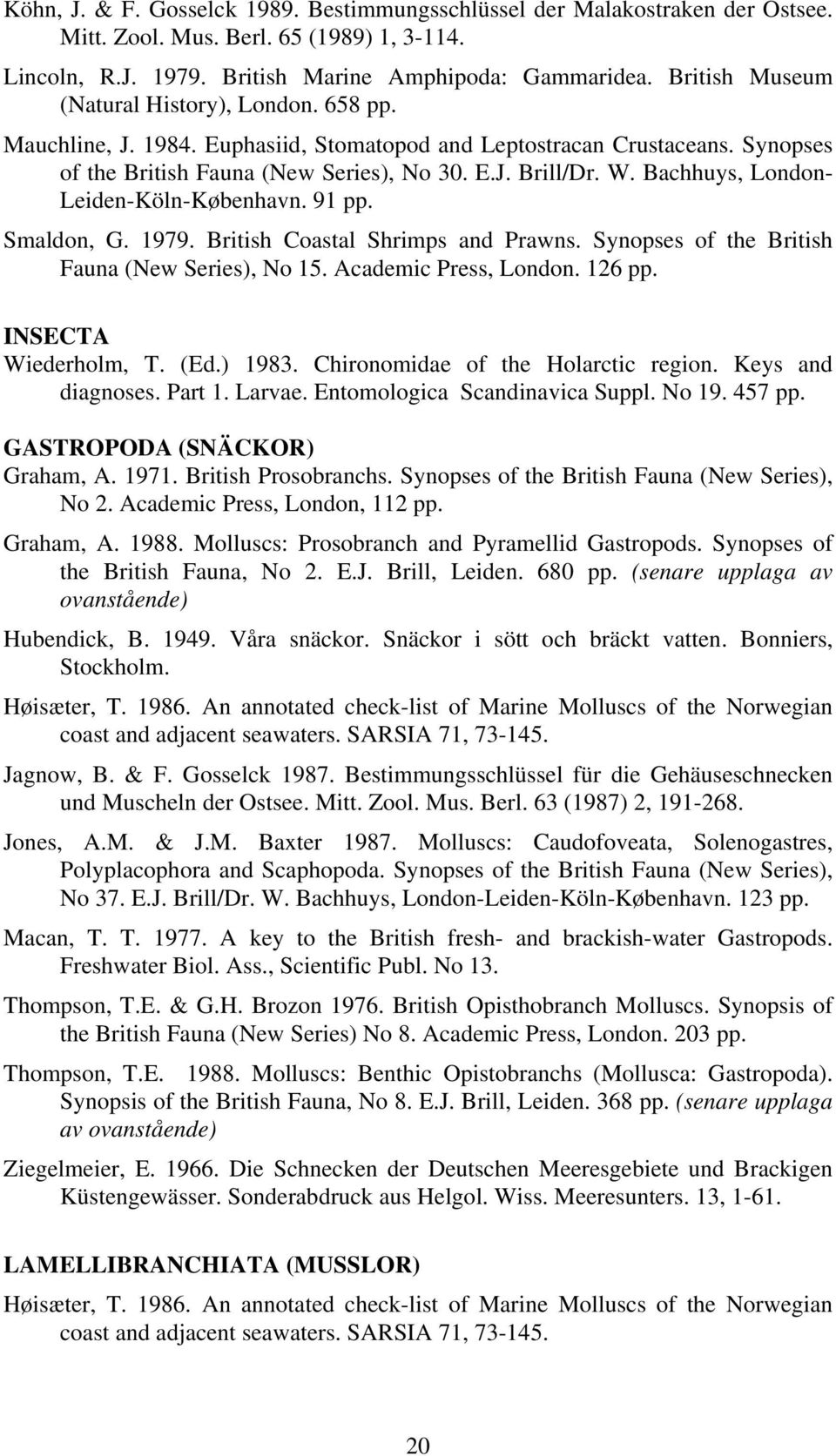 Bachhuys, London- Leiden-Köln-København. 91 pp. Smaldon, G. 1979. British Coastal Shrimps and Prawns. Synopses of the British Fauna (New Series), No 15. Academic Press, London. 126 pp.