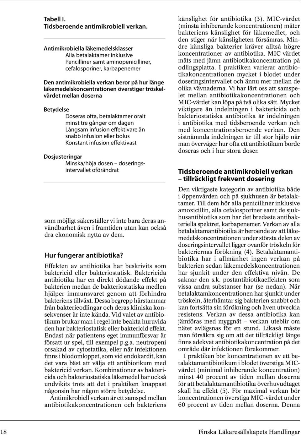 överstiger tröskelvärdet mellan doserna Betydelse Doseras ofta, betalaktamer oralt minst tre gånger om dagen Långsam infusion effektivare än snabb infusion eller bolus Konstant infusion effektivast