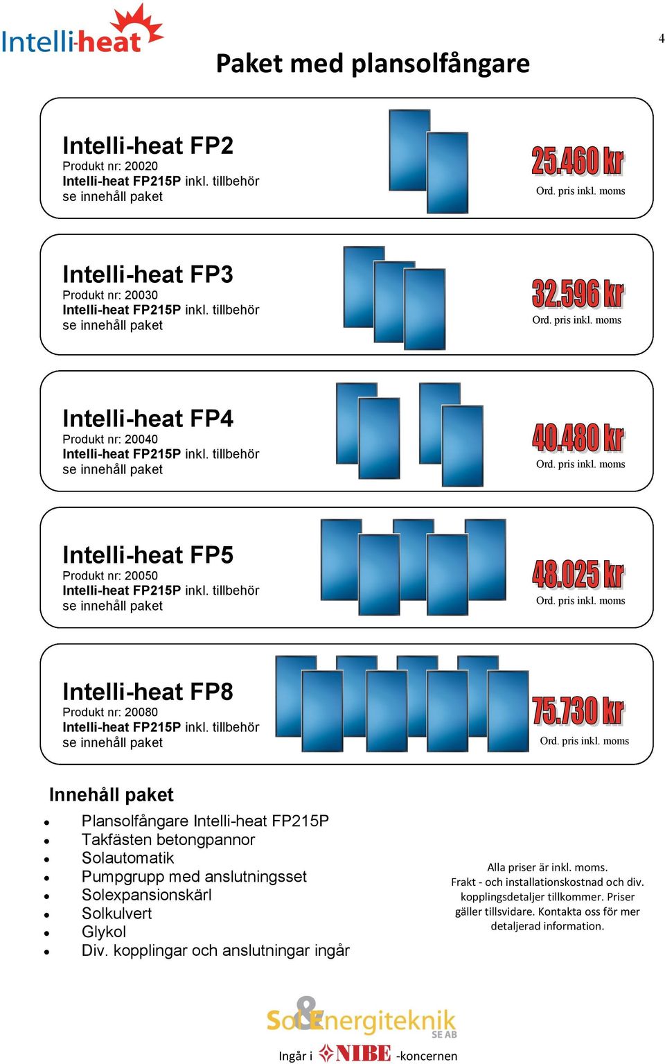 tillbehör Intelli-heat FP4 Produkt nr: 20040 Intelli-heat FP215P inkl.