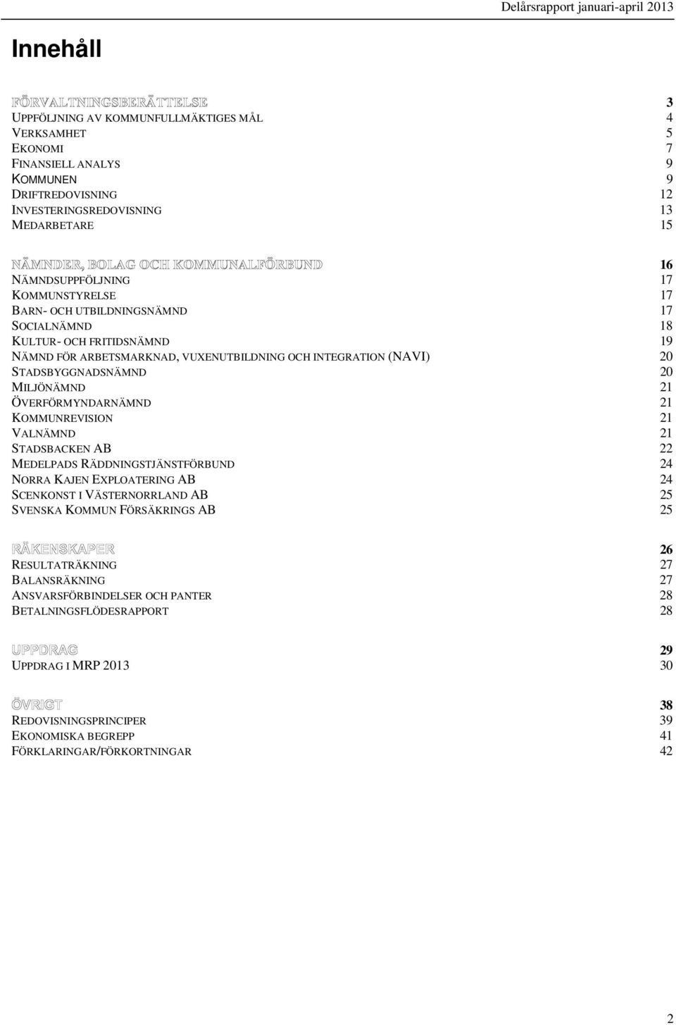 STADSBYGGNADSNÄMND 20 MILJÖNÄMND 21 ÖVERFÖRMYNDARNÄMND 21 KOMMUNREVISION 21 VALNÄMND 21 STADSBACKEN AB 22 MEDELPADS RÄDDNINGSTJÄNSTFÖRBUND 24 NORRA KAJEN EXPLOATERING AB 24 SCENKONST I VÄSTERNORRLAND