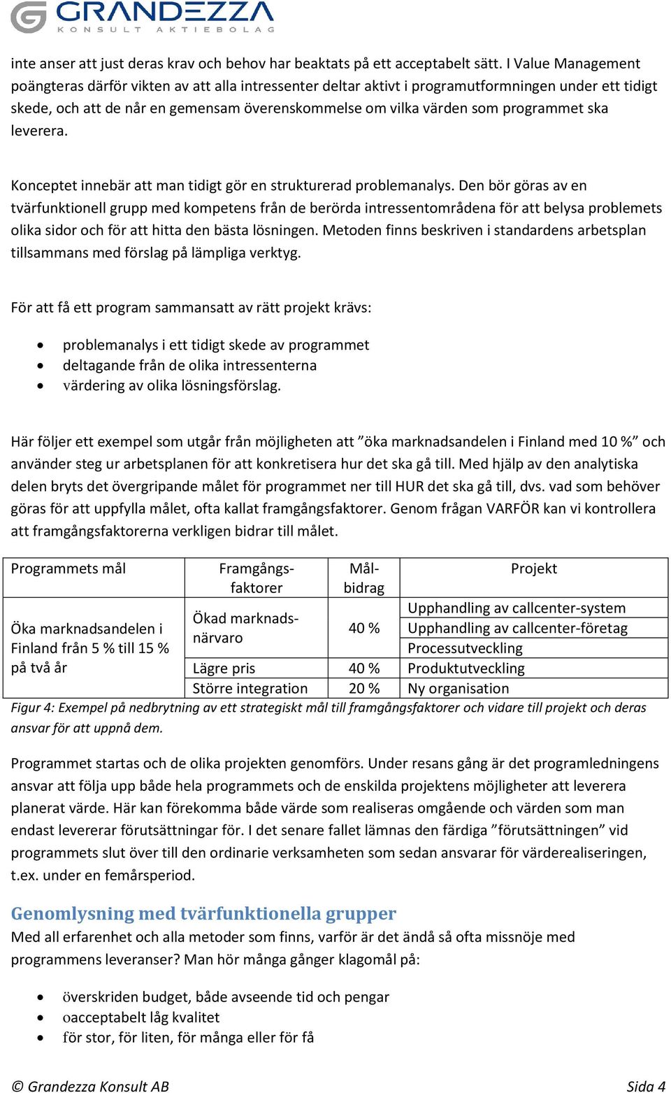 programmet ska leverera. Konceptet innebär att man tidigt gör en strukturerad problemanalys.