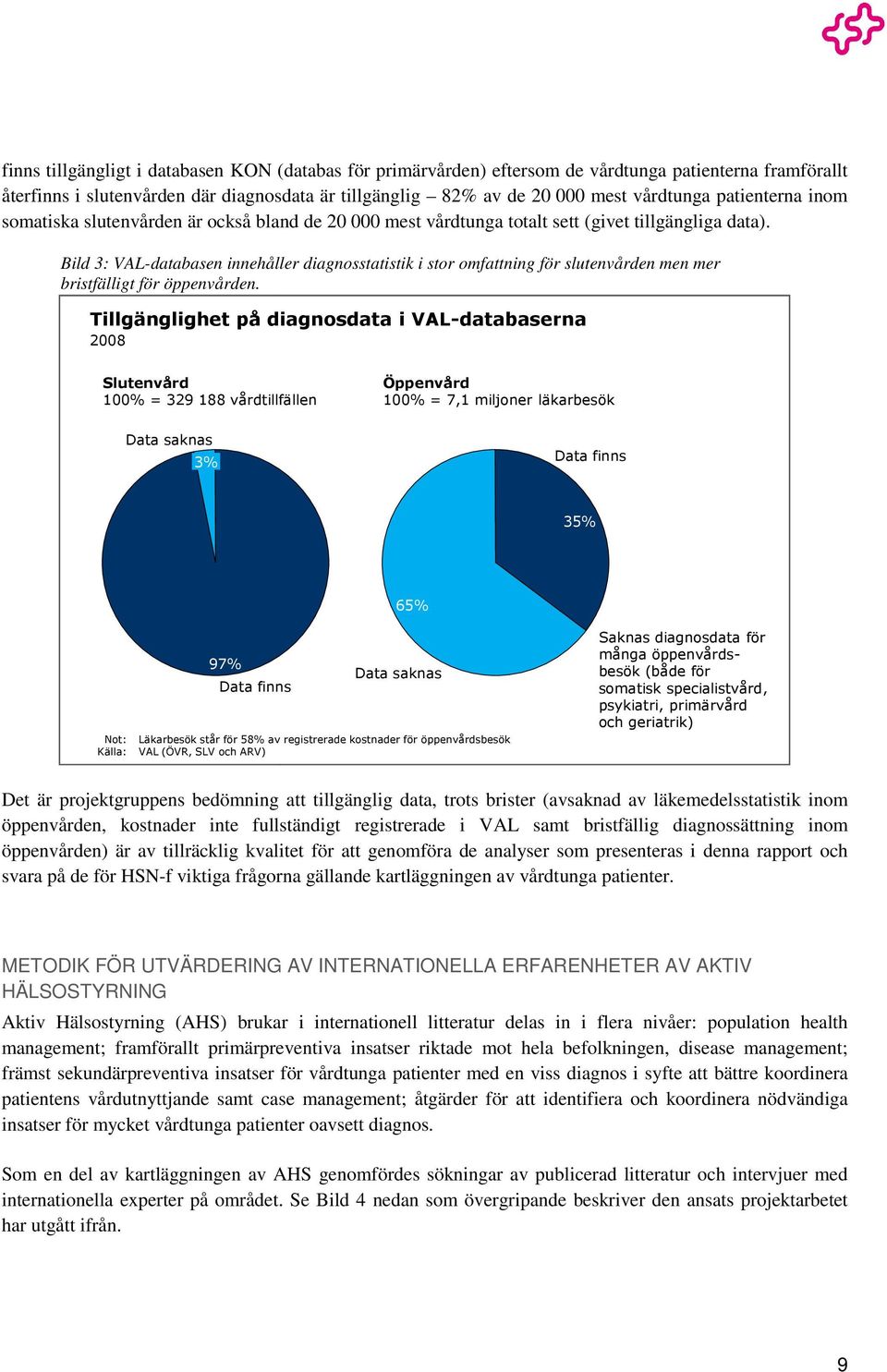 Bild 3: VAL-databasen innehåller diagnosstatistik i stor omfattning för slutenvården men mer bristfälligt för öppenvården.