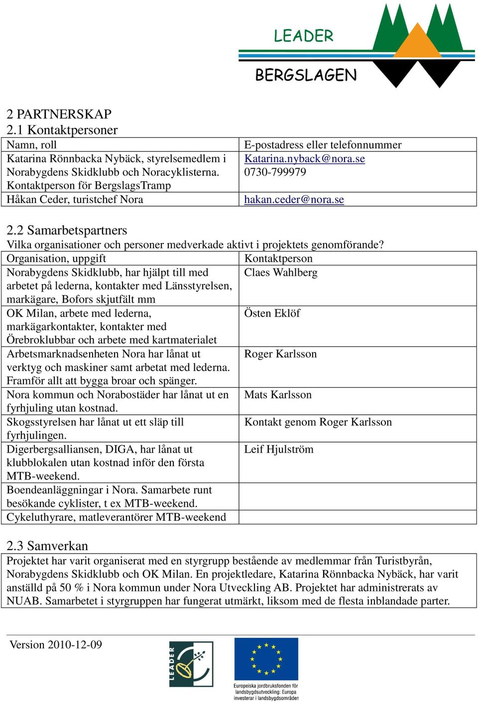 2 Samarbetspartners Vilka organisationer och personer medverkade aktivt i projektets genomförande?