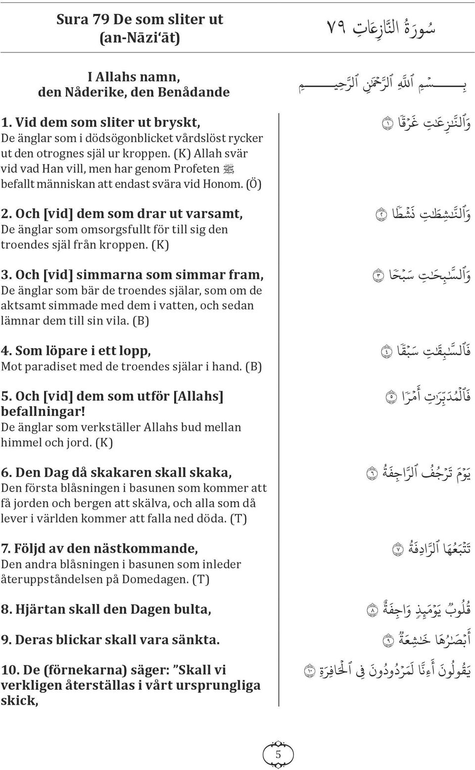 (K) Allah svär vid vad Han vill, men har genom Profeten J befallt människan att endast svära vid Honom. (Ö ) 2.