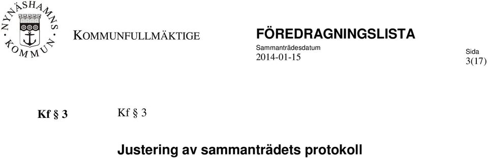 Sammanträdesdatum 2014-01-15