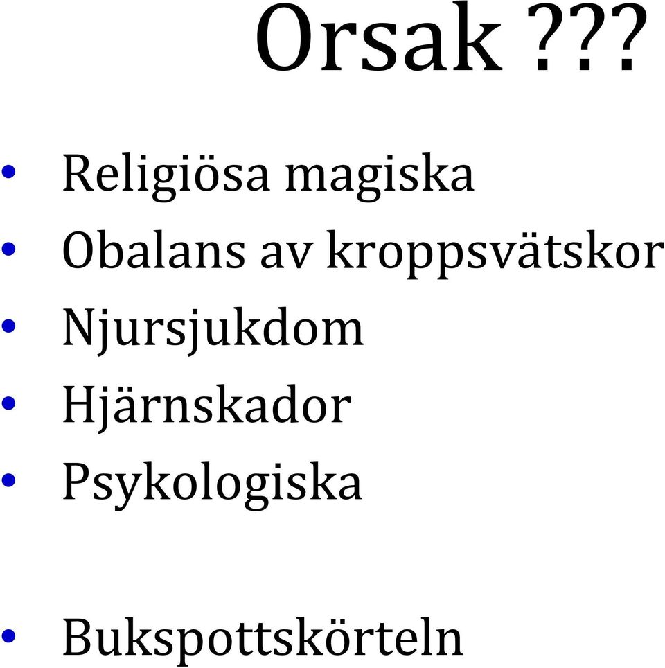 Obalans av kroppsvätskor