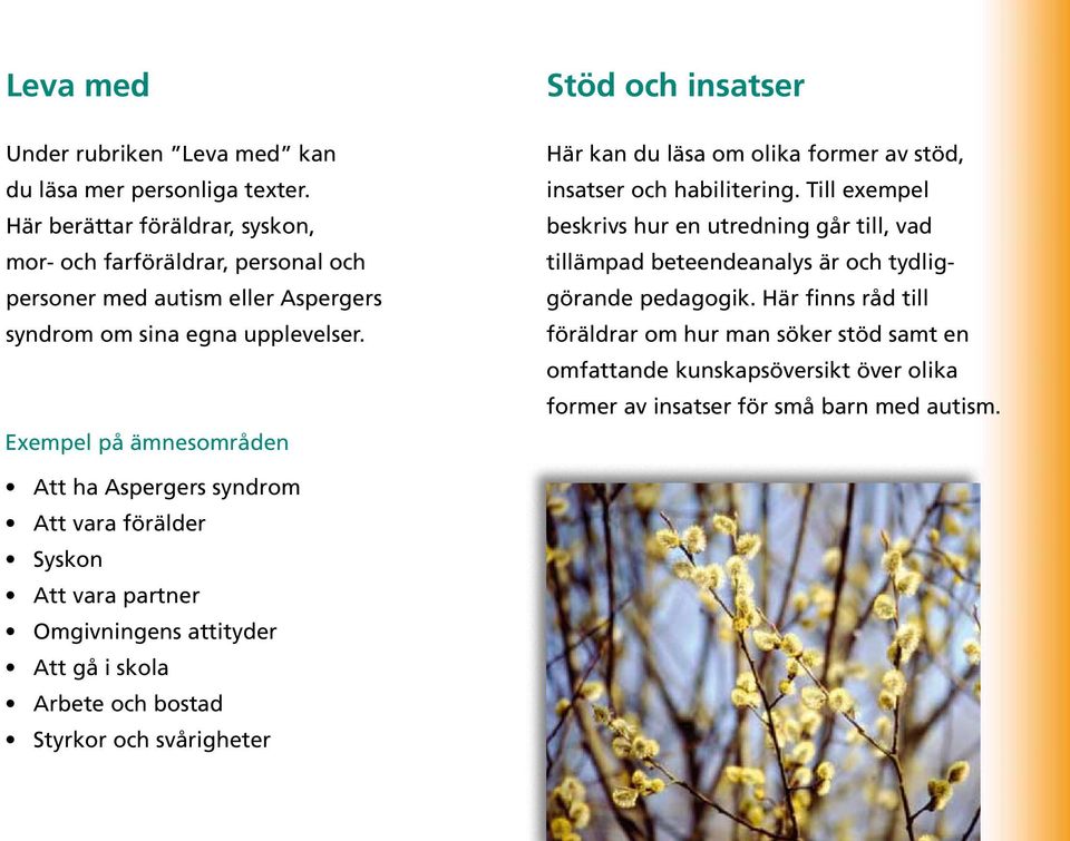 Exempel på ämnesområden Stöd och insatser Här kan du läsa om olika former av stöd, insatser och habilitering.