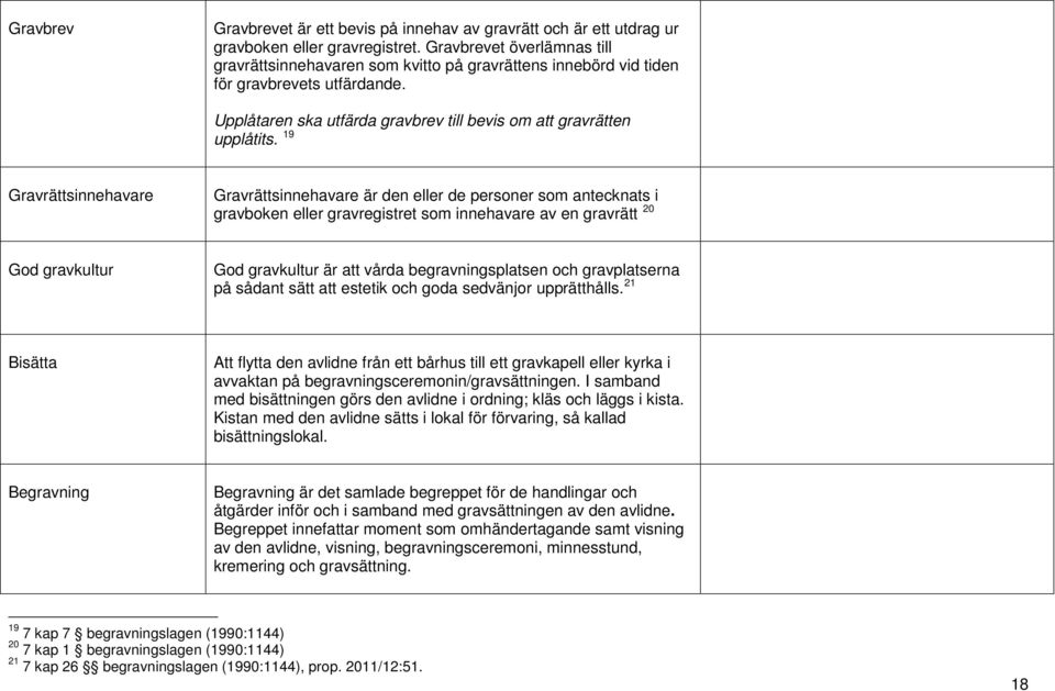 19 Gravrättsinnehavare Gravrättsinnehavare är den eller de personer som antecknats i gravboken eller gravregistret som innehavare av en gravrätt 20 God gravkultur God gravkultur är att vårda