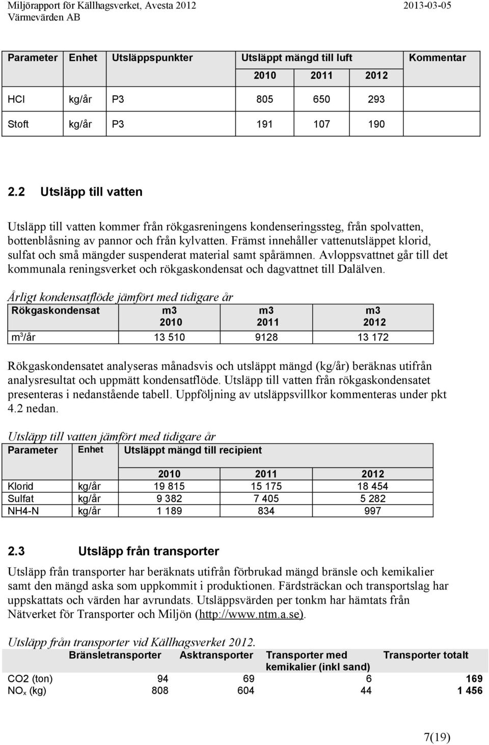 Främst innehåller vattenutsläppet klorid, sulfat och små mängder suspenderat material samt spårämnen.