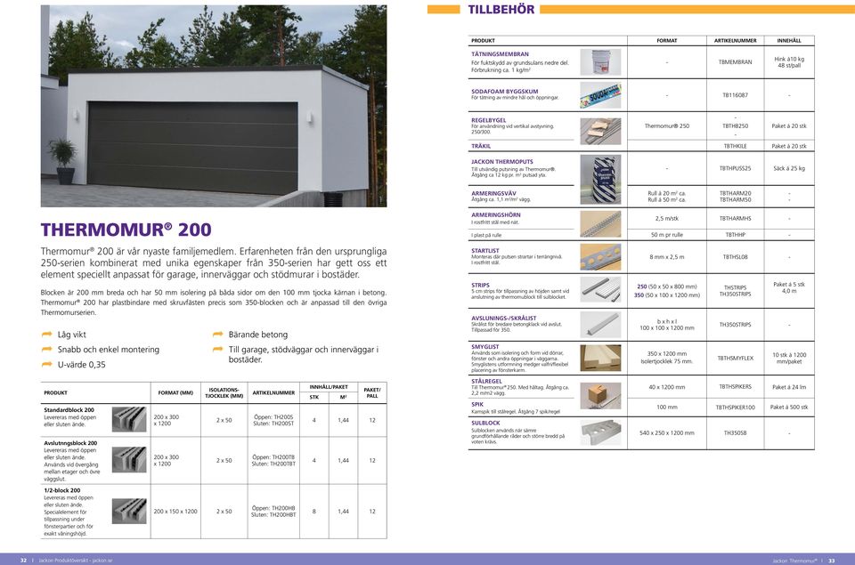 Thermomur 2 - TBTHB2 - Paket á stk TRÄKIL TBTHKILE Paket á stk JACKON THERMOPUTS Till utvändig putsning av Thermomur. Åtgång ca 12 kg pr. m 2 putsad yta.