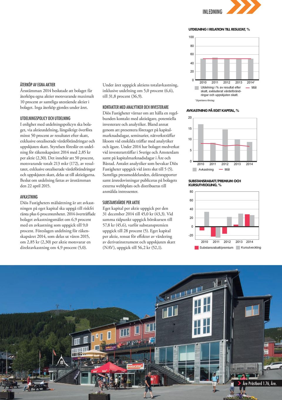 UTDELNINGSPOLICY OCH UTDELNING I enlighet med utdelningspolicyn ska bolaget, via aktieutdelning, långsiktigt överföra minst 50 procent av resultatet efter skatt, exklusive orealiserade
