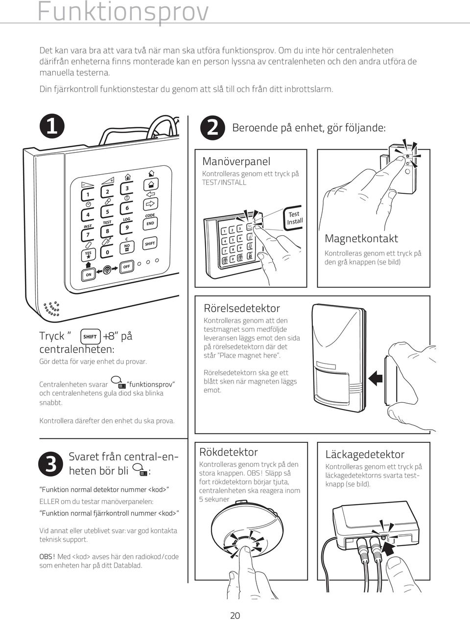 Din fjärrkontroll funktionstestar du genom att slå till och från ditt inbrottslarm.