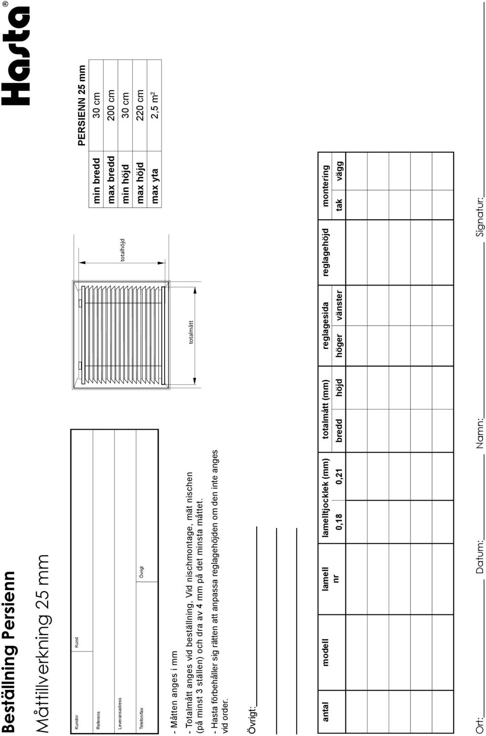 ställen) och dra av 4 mm på det minsta måttet. - Hasta förbehåller sig rätten att anpassa reglagehöjden om den inte anges vid order.