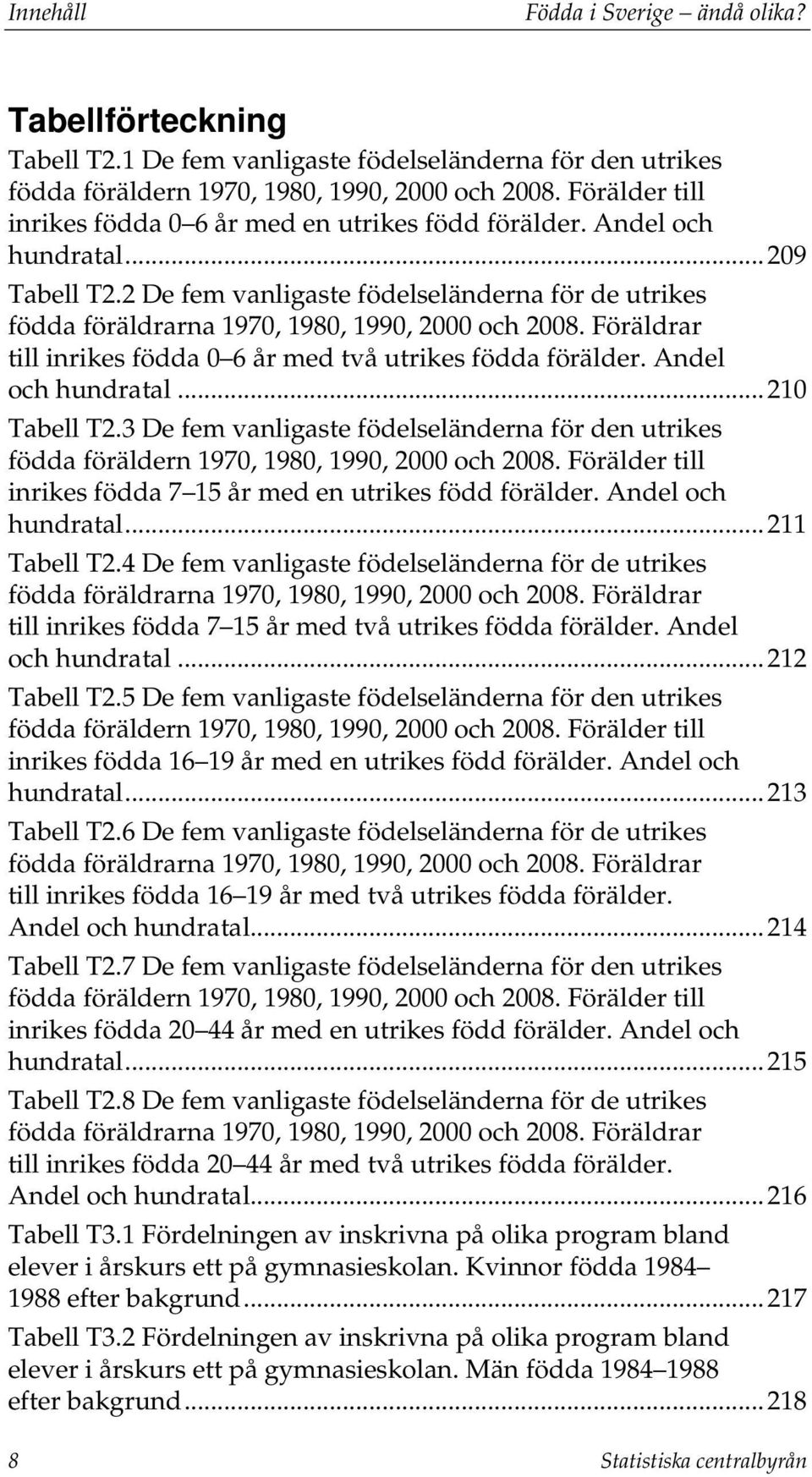 2 De fem vanligaste födelseländerna för de utrikes födda föräldrarna 1970, 1980, 1990, 2000 och 2008. Föräldrar till inrikes födda 0 6 år med två utrikes födda förälder. Andel och hundratal.