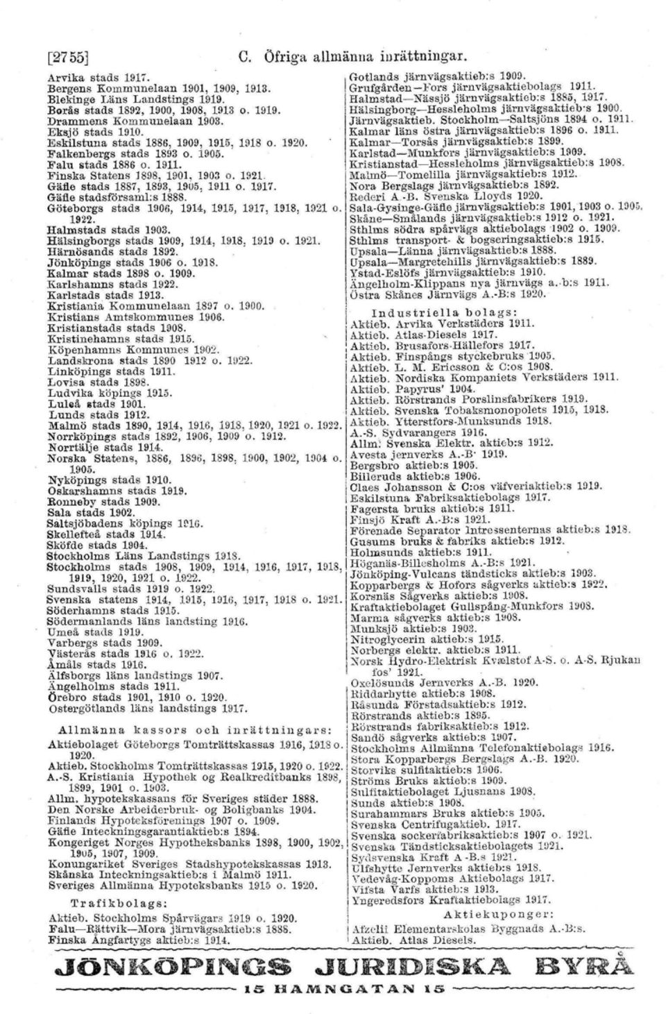 Gäfie stadsförsam!:s 1888. Göt;~~~gS stads 190G, 1914, 1915, 1917, 1918, 1921 o. Halmstads stads 1903. Hälsingborgs stads 1909, 1914, 1918, 1919 o. 1921. Härnösands stads 1892.