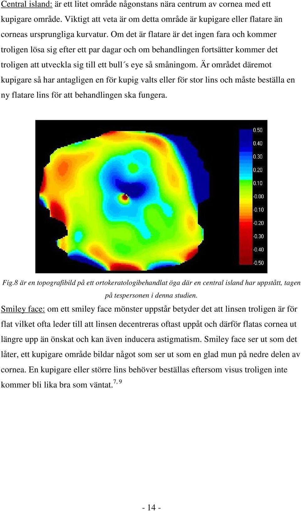 Är området däremot kupigare så har antagligen en för kupig valts eller för stor lins och måste beställa en ny flatare lins för att behandlingen ska fungera. Fig.