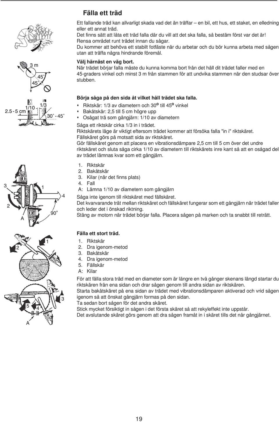 Du kommer att behöva ett stabilt fotfäste när du arbetar och du bör kunna arbeta med sågen utan att träffa några hindrande föremål. Välj härnäst en väg bort.