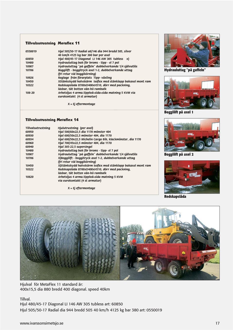 10926 Reglage från förarplats Tipp- växling 10450 XStänkskydd halvskärm isoflex med stänklapp bakaxel mont ram 10322 Redskapslåda B700xD400xH510, dörr med packning, låsbar, tät botten vän-hö rambalk