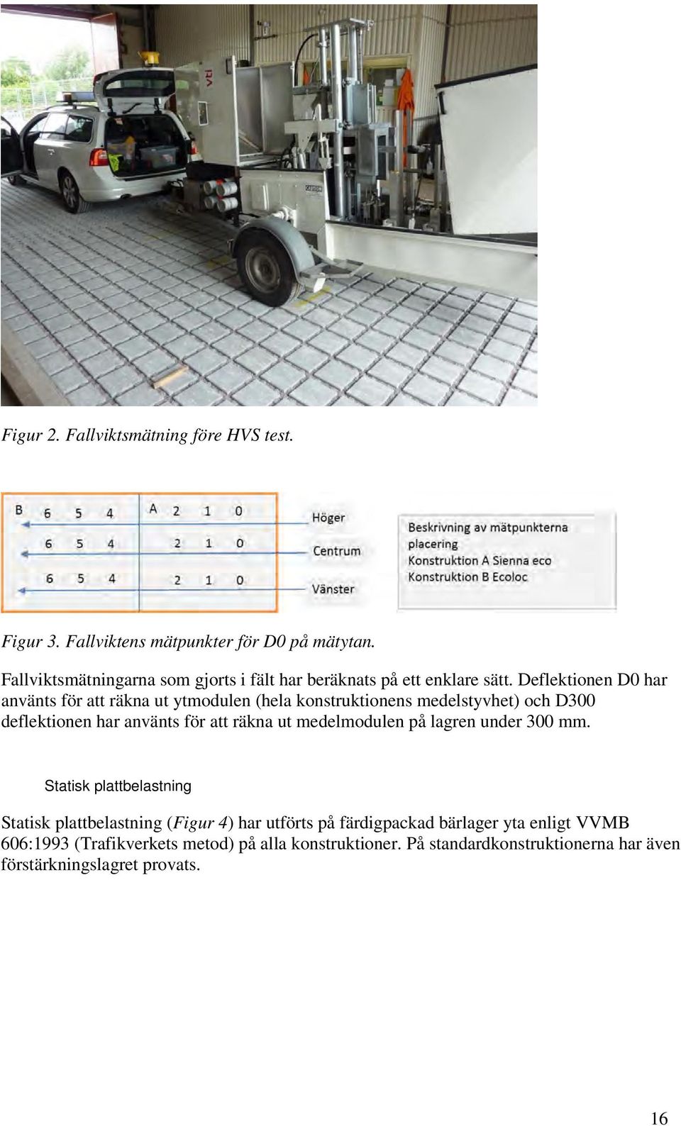 Deflektionen D0 har använts för att räkna ut ytmodulen (hela konstruktionens medelstyvhet) och D300 deflektionen har använts för att räkna ut