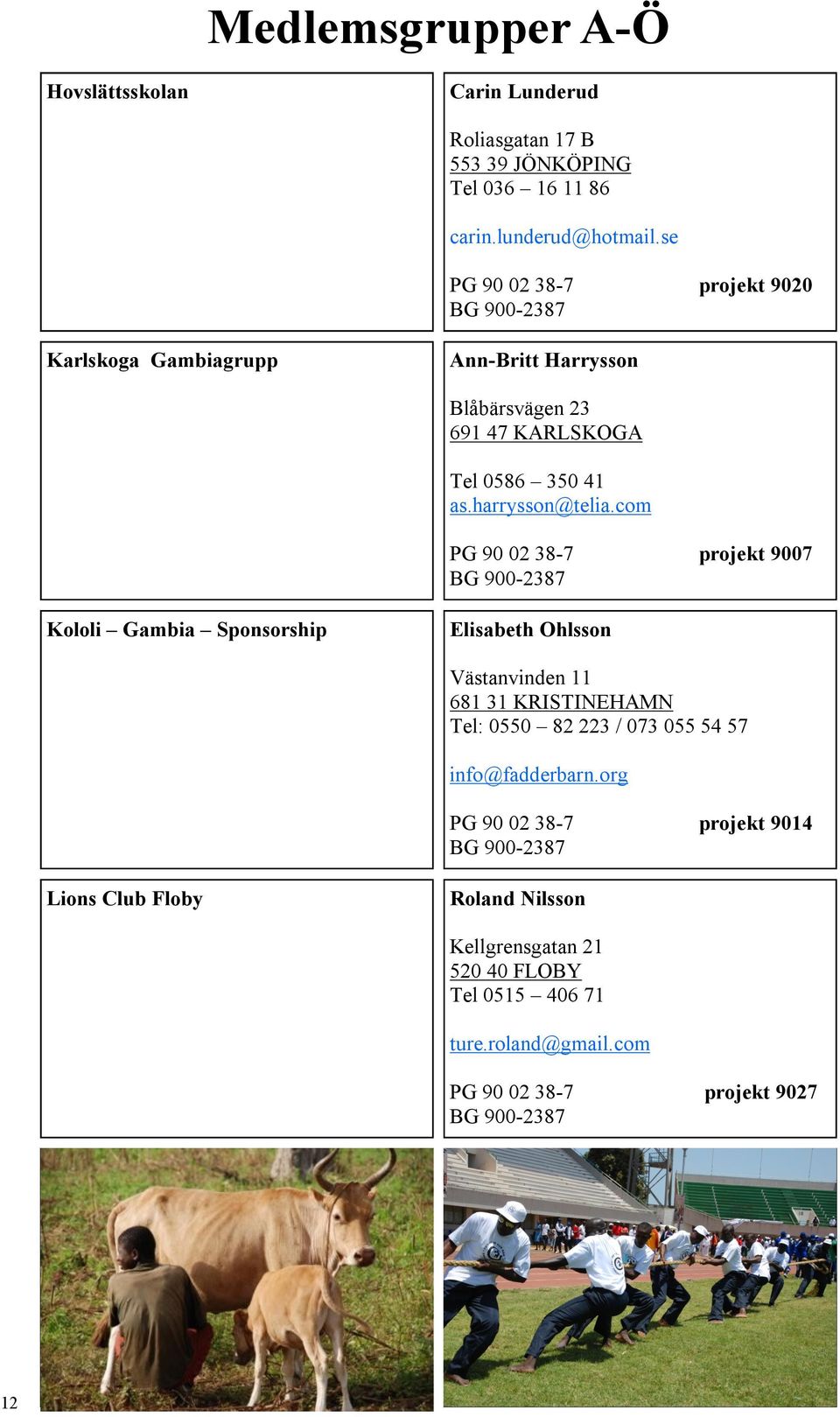 com PG 90 02 38-7 projekt 9007 Kololi Gambia Sponsorship Elisabeth Ohlsson Västanvinden 11 681 31 KRISTINEHAMN Tel: 0550 82 223 / 073 055 54 57