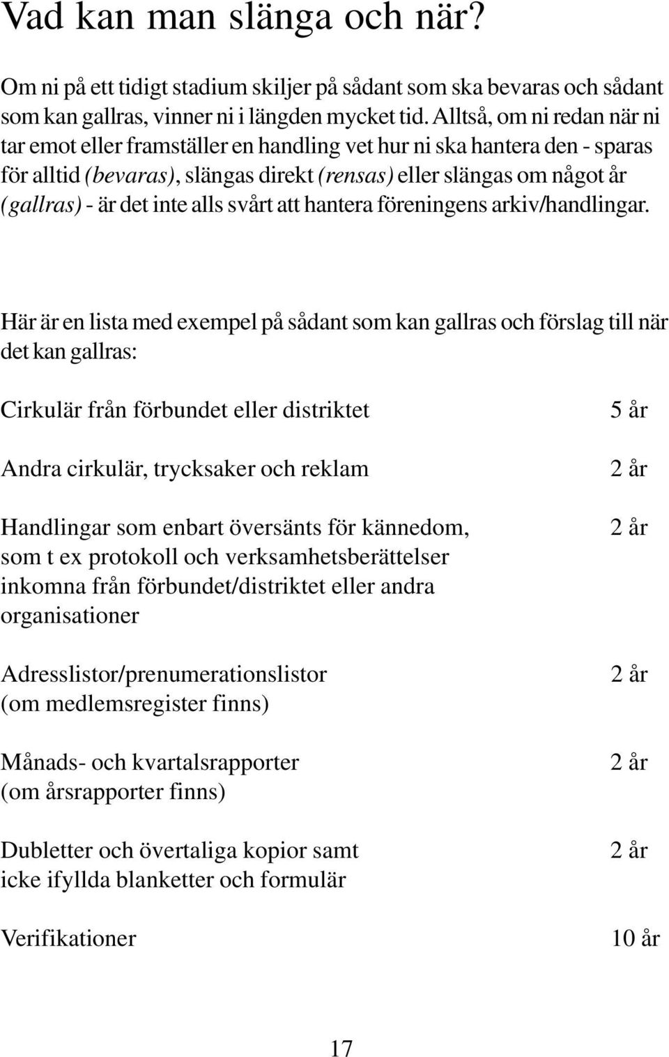 alls svårt att hantera föreningens arkiv/handlingar.