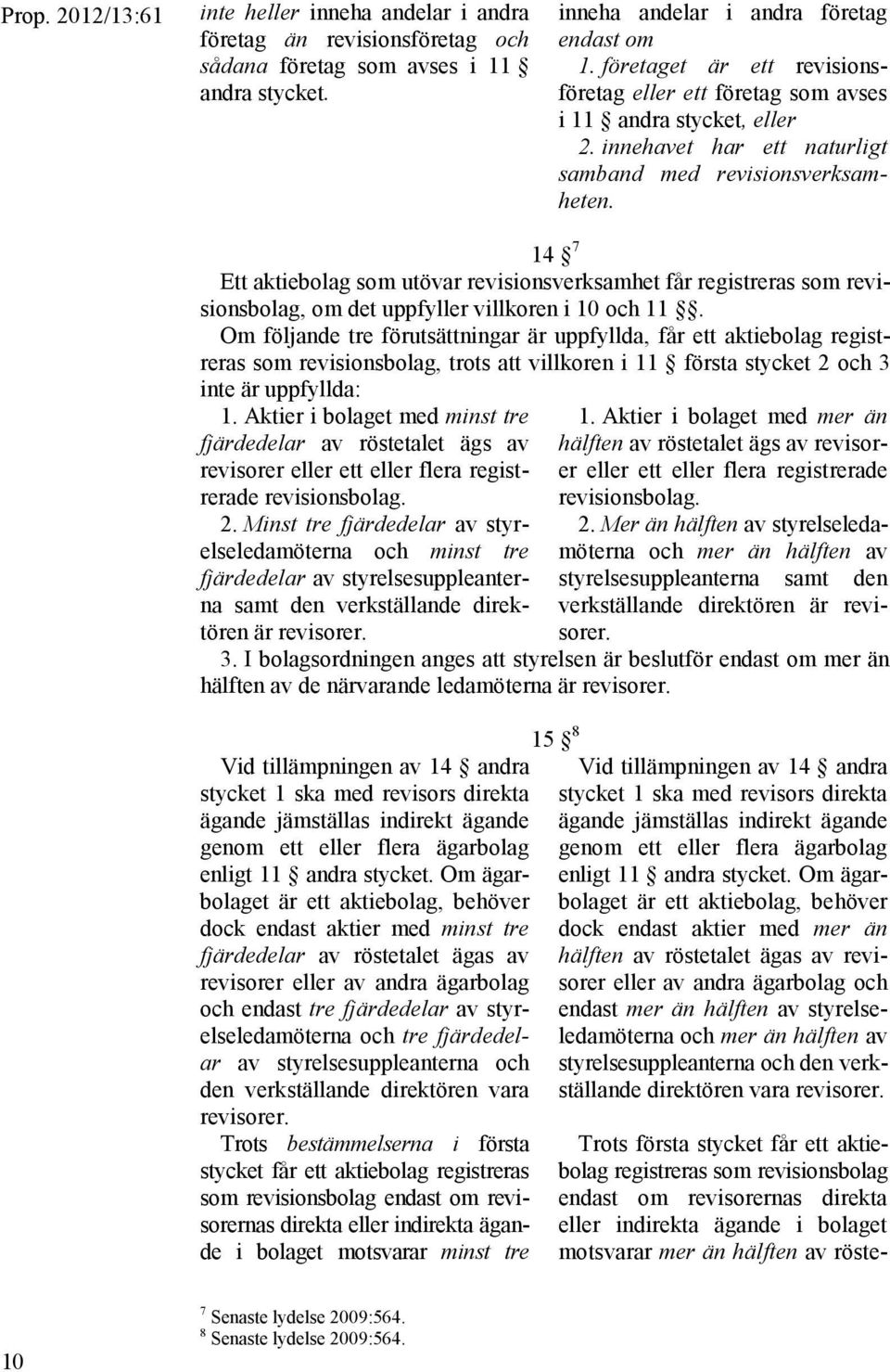 14 7 Ett aktiebolag som utövar revisionsverksamhet får registreras som revisionsbolag, om det uppfyller villkoren i 10 och 11.