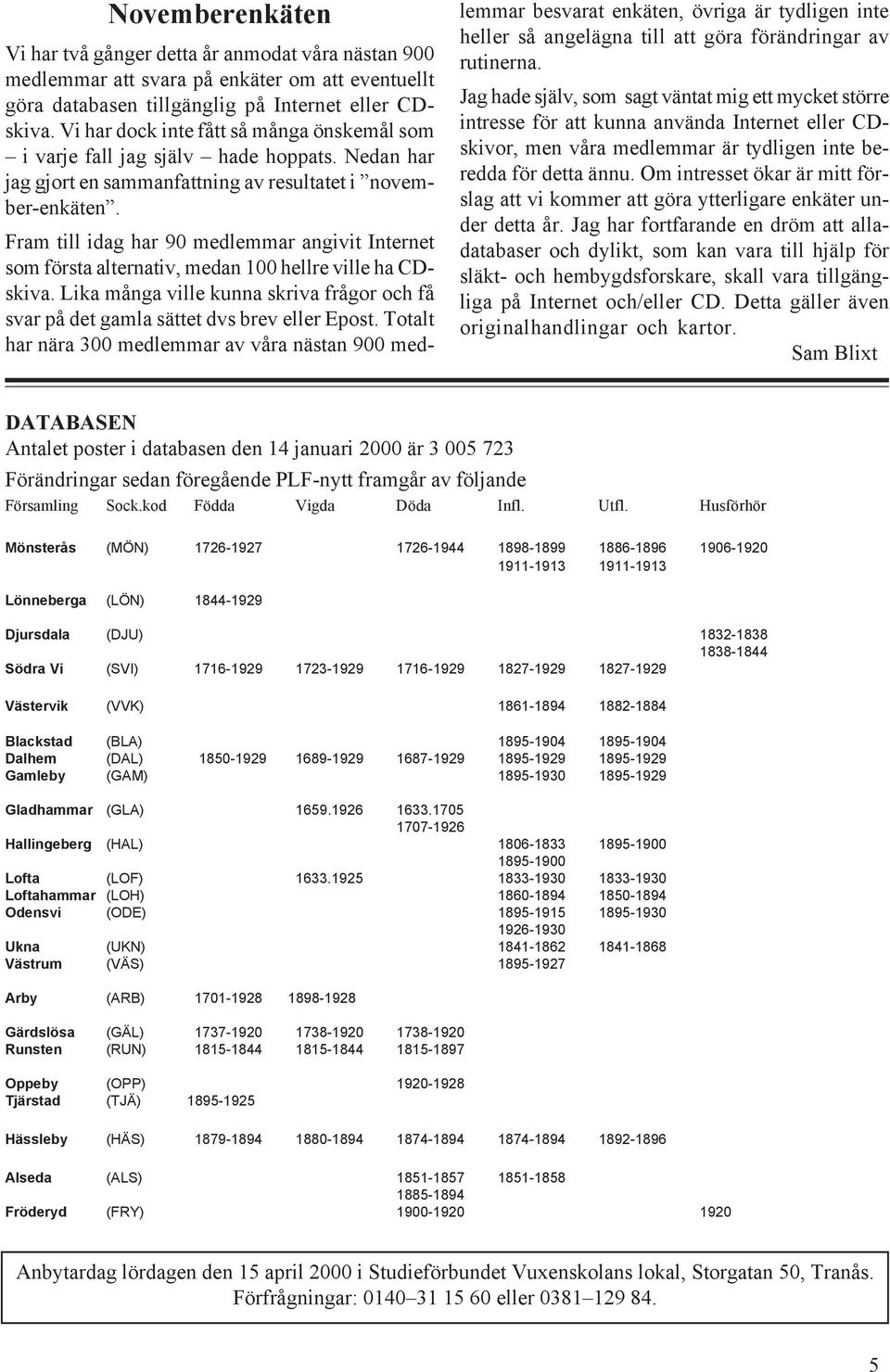 Fram till idag har 90 medlemmar angivit Internet som första alternativ, medan 100 hellre ville ha CDskiva. Lika många ville kunna skriva frågor och få svar på det gamla sättet dvs brev eller Epost.