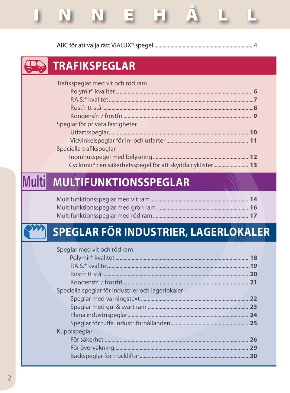 ..12 Cyclomir : en säkerhetsspegel för att skydda cyklister... 13 NOUVEAU Multifunktionsspeglar Multifunktionsspeglar med vit ram... 14 Multifunktionsspeglar med grön ram.