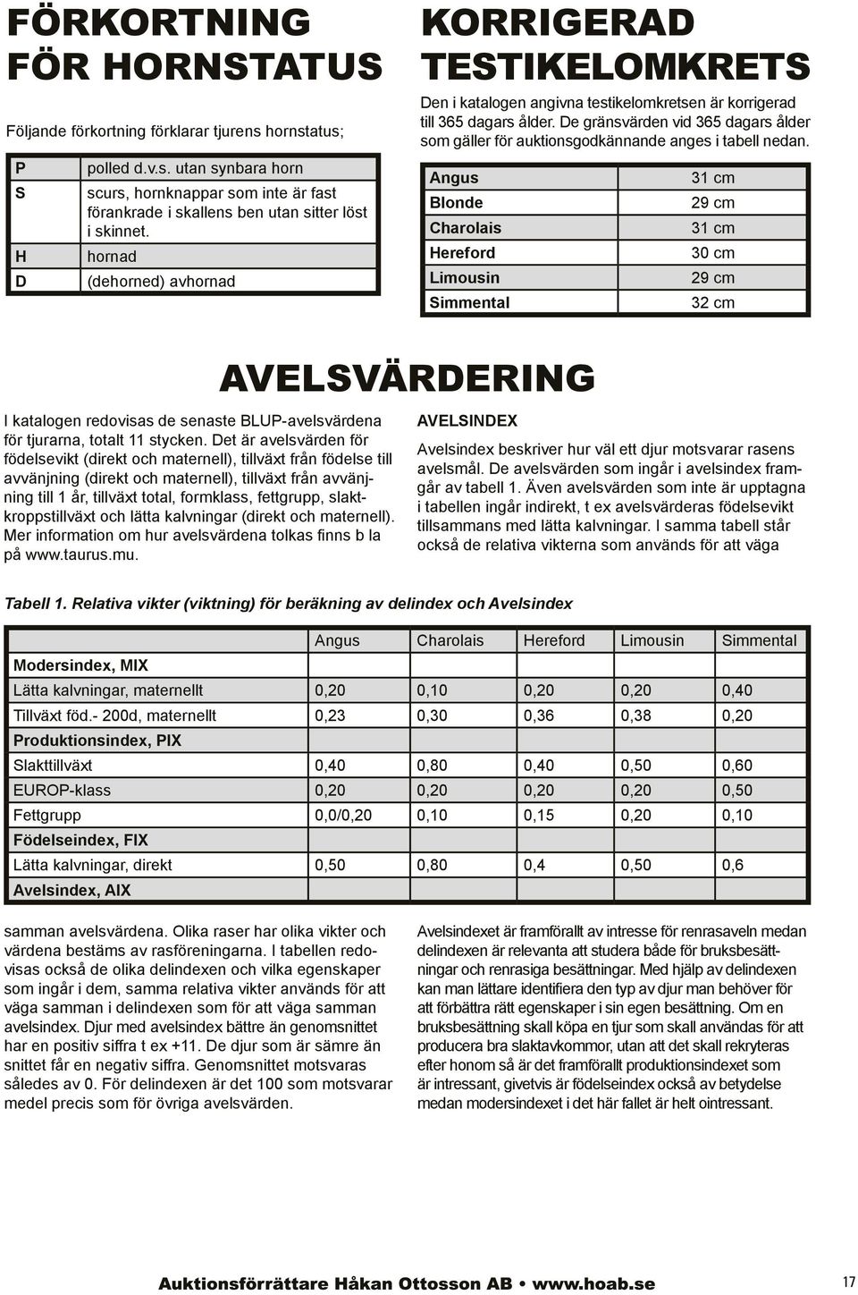 e gränsvärden vid 3 dagars ålder som gäller för auktionsgodkännande anges i tabell nedan.